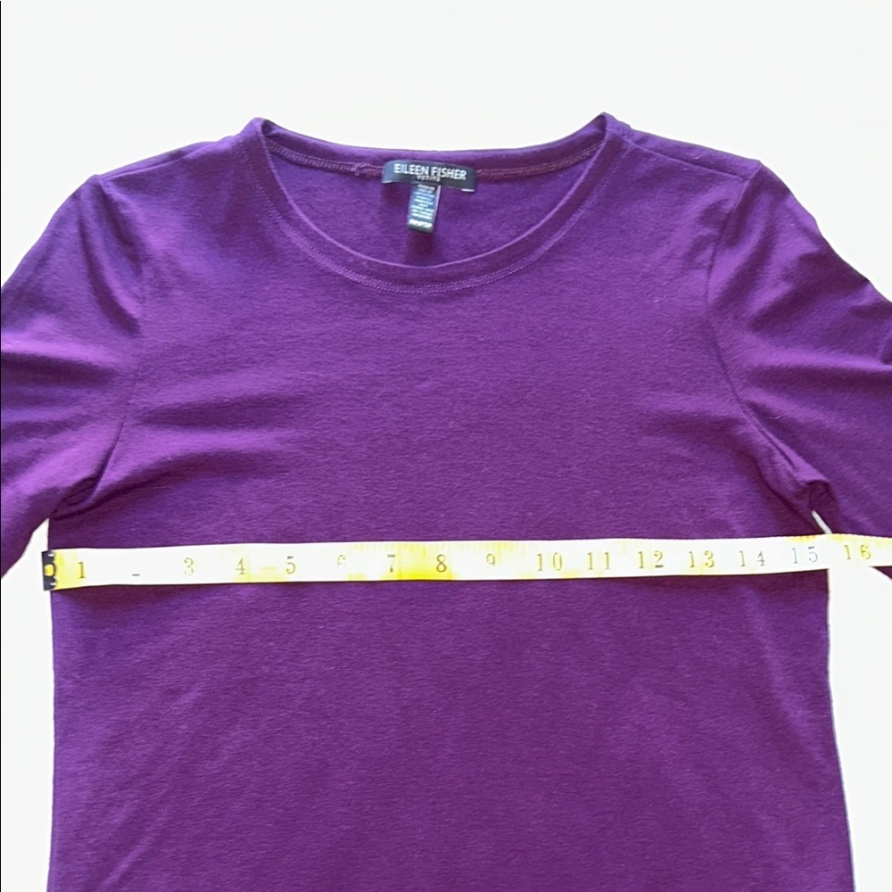Eileen Fisher Rich Plum Long Sleeve Tee - Picture 6 of 8
